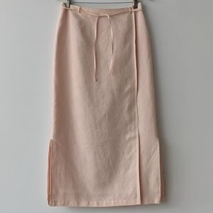 Liz Claiborne Linen Powder Pink Midi Wrap Skirt Women's Size 12